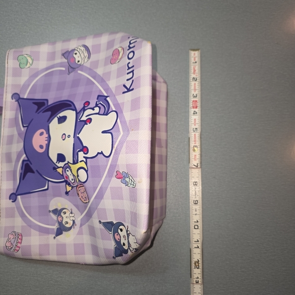 Kuromi Sanrio Mini Tote Bag Purple Gingham Zip Top Cute Kawaii - Picture 11 of 11